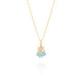 Gold necklace with a butterfly pendant on a white background Tiny Jewels.