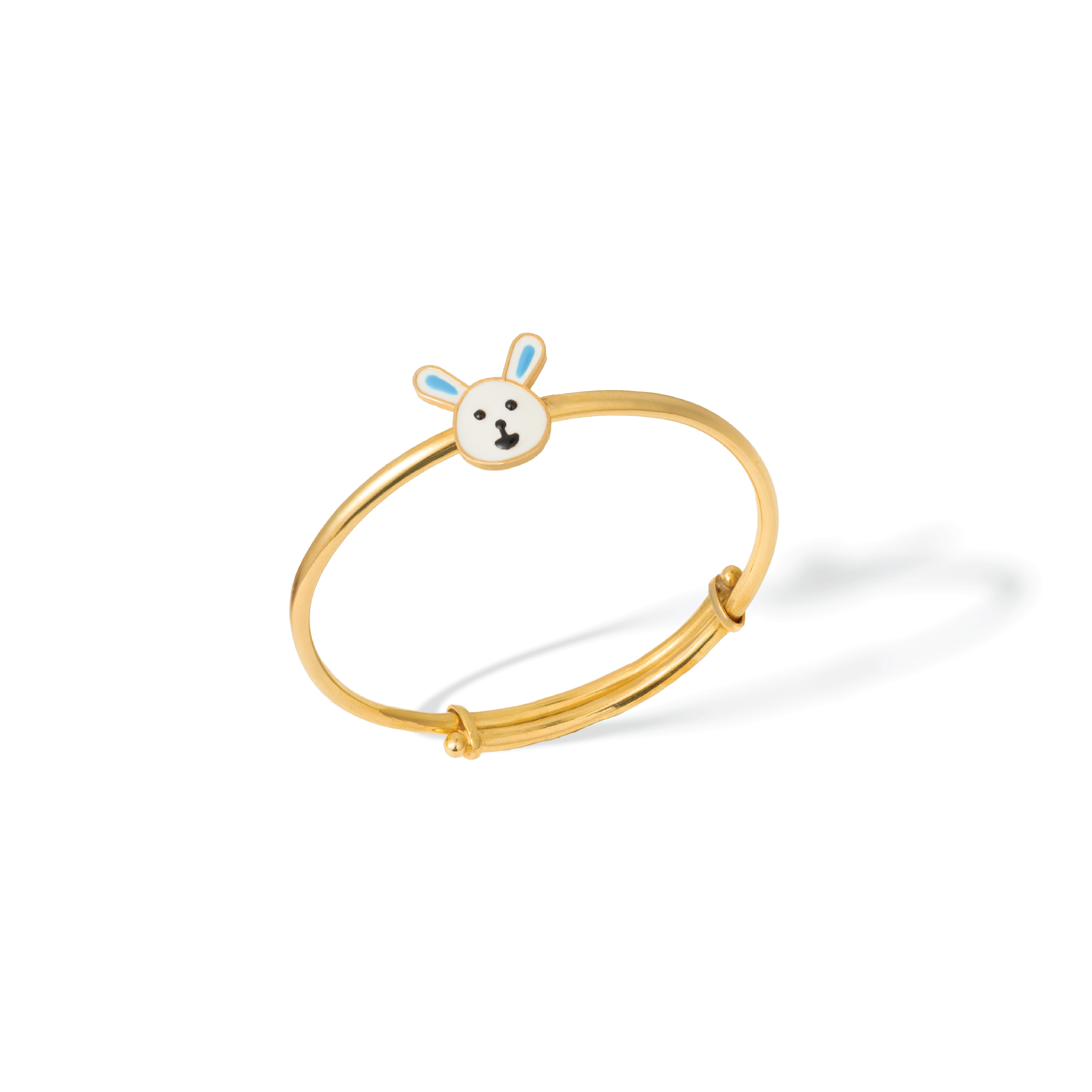 Tiny Jewels gold bracelet with a bunny design on a white background