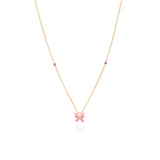 Tiny Jewels necklace with a pink butterfly pendant on a white background
