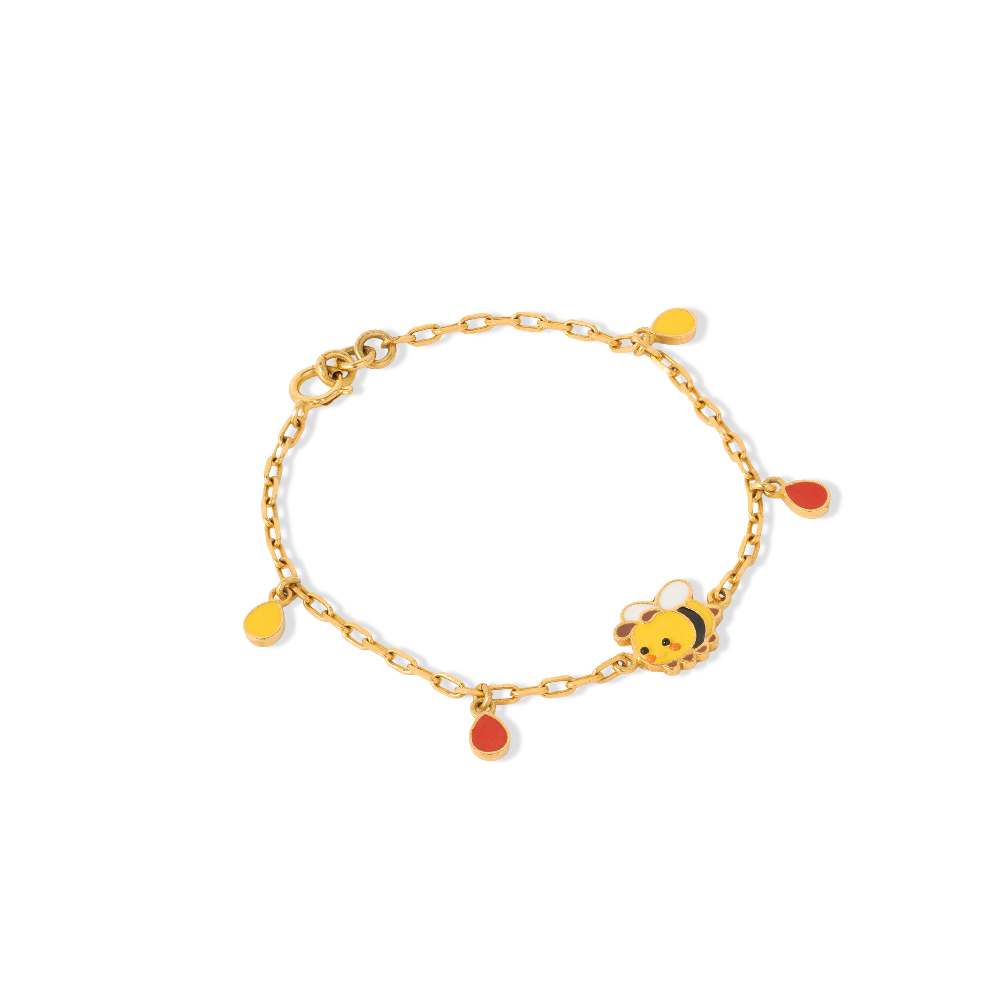 Tiny Jewels gold bracelet with charms on a white background