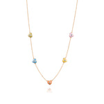Tiny Jewels necklace with colorful heart-shaped pendants on a white background