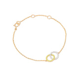Tiny Jewels gold bracelet with interlocking rings on a white background