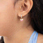 Pink Butterfly Gold Earrings for Girls