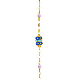 Tiny Jewels gold chain bracelet with blue butterfly charm on a white background