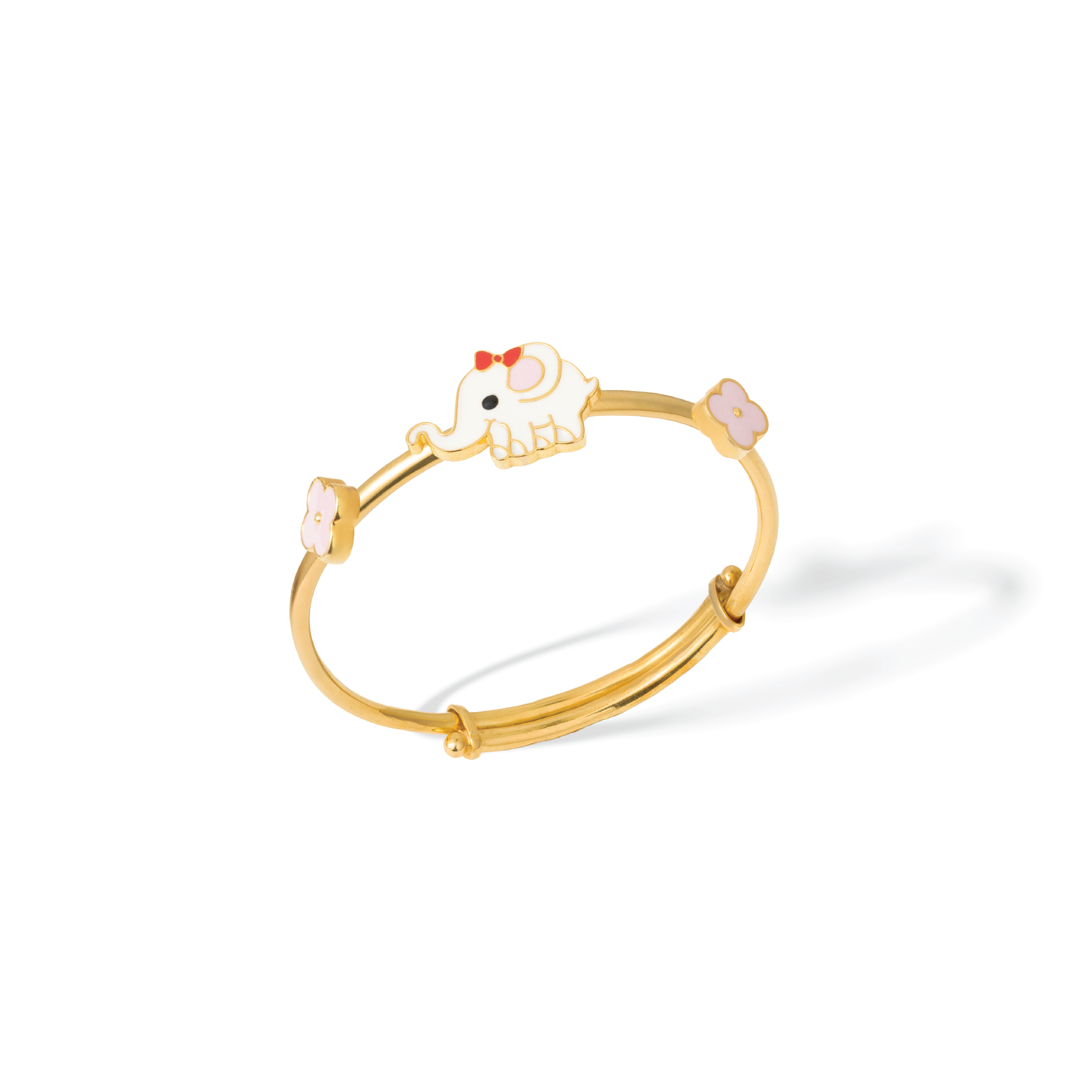 Tiny Jewels gold bracelet with a cartoon character on a white background