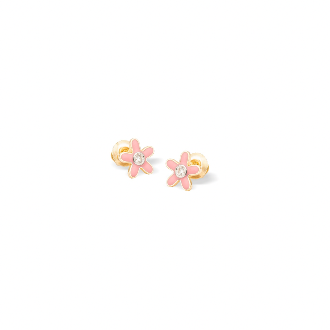Tiny Jewels flower-shaped earrings on a white background
