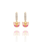 Pink Butterfly Gold Earrings for Girls