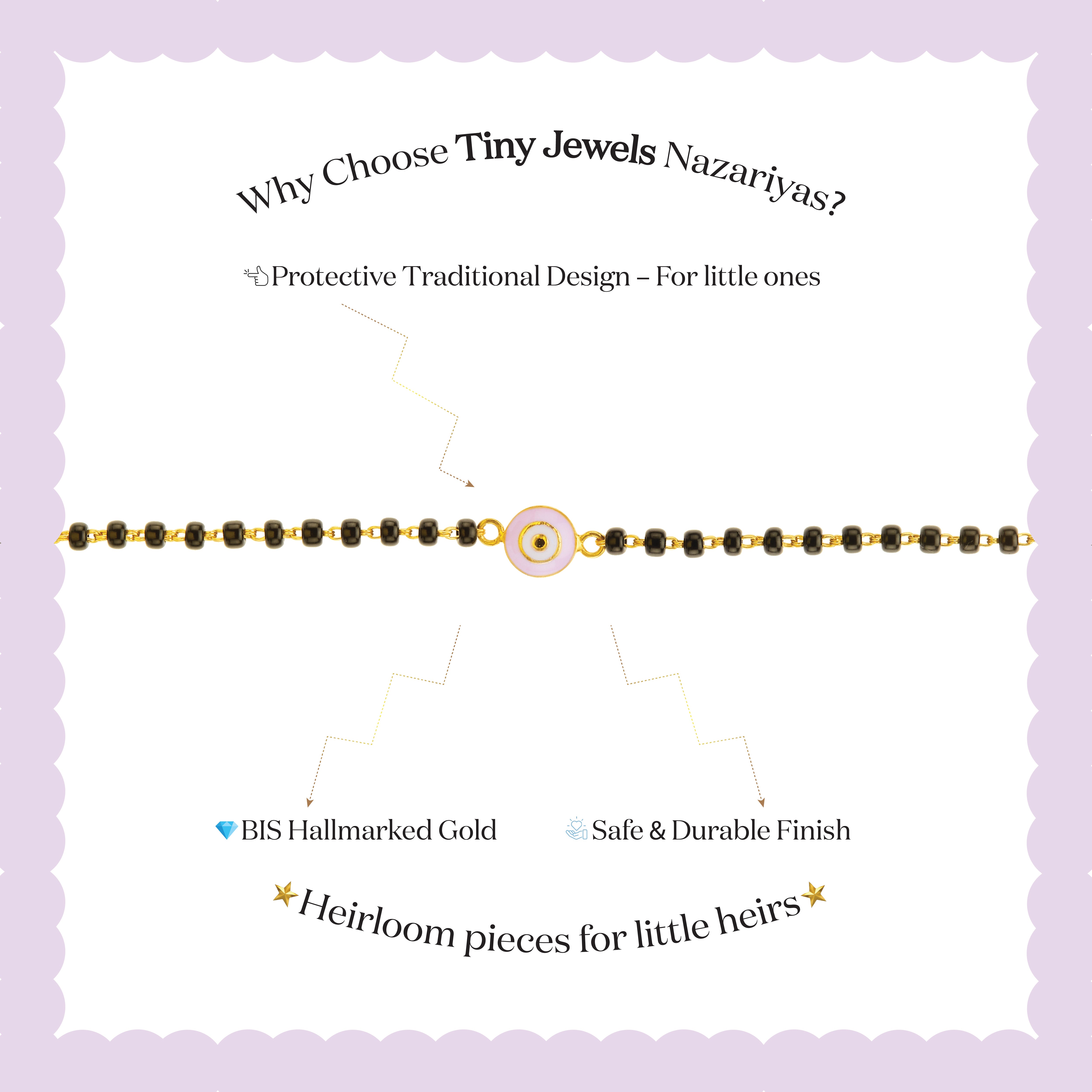 Tiny Jewels advertisement for Tiny Jewels Nazariyas jewelry on a light purple background