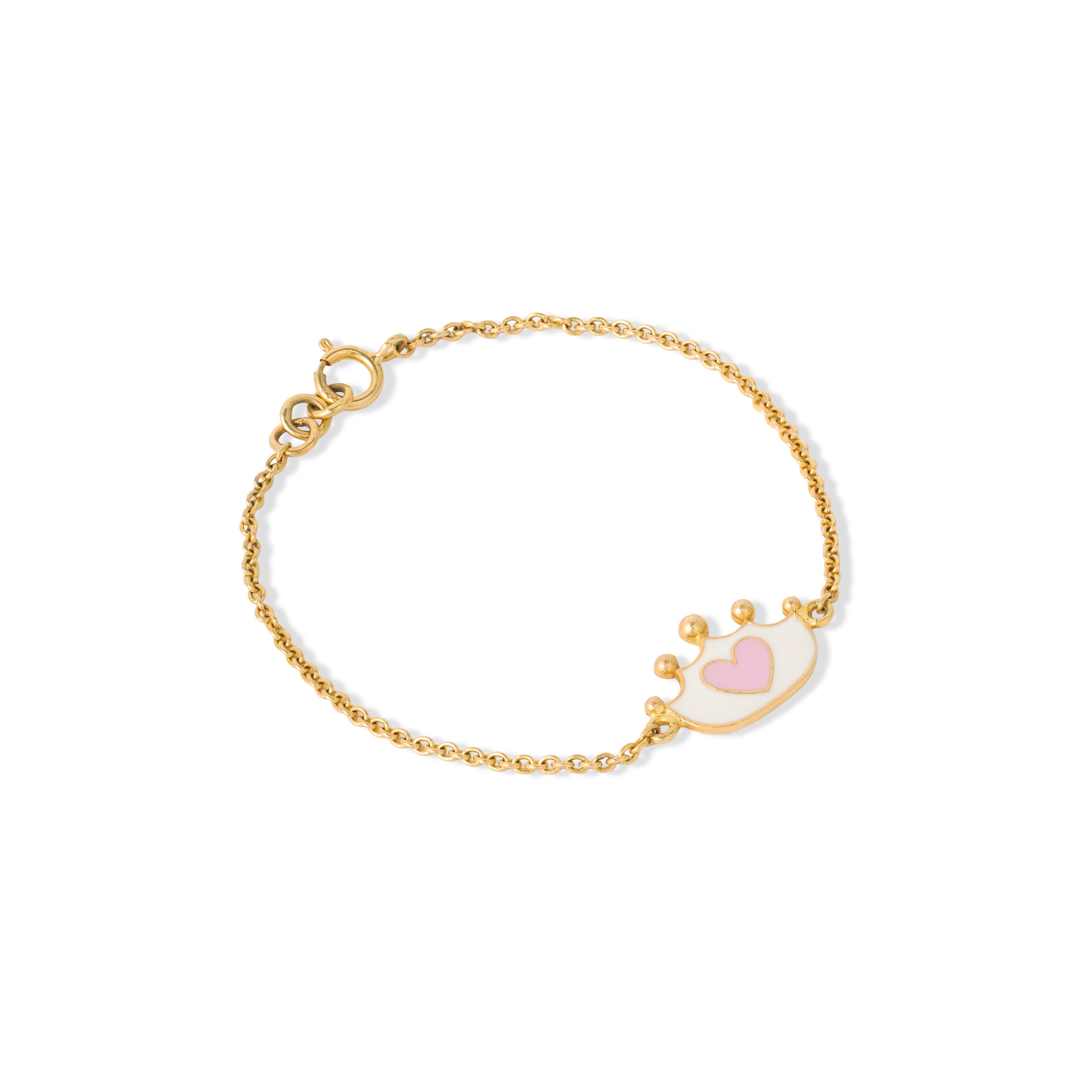 Tiny Jewels gold bracelet with a heart-shaped charm on a white background