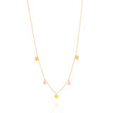 Tiny Jewels necklace with heart-shaped pendants on a white background