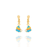 Tiny Jewels colorful earrings with gold hooks on a white background