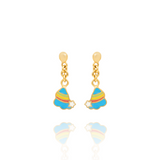 Tiny Jewels colorful earrings with gold hooks on a white background