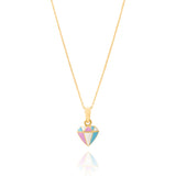 Tiny Jewels gold pendant with a multicolored gemstone on a white background
