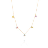 Tiny Jewels necklace with star-shaped pendants on a white background